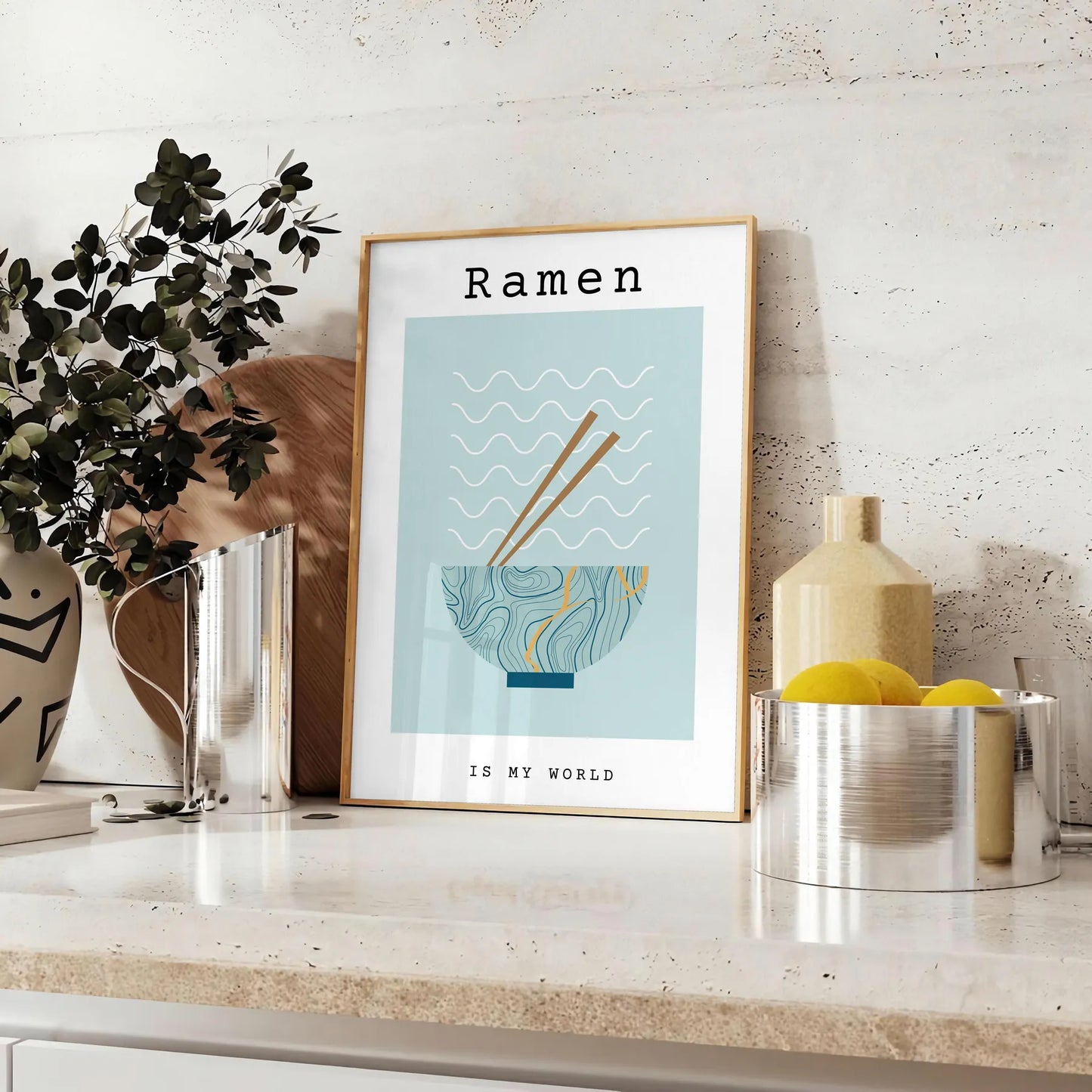 kitchen decor vibrant ramen poster green blue hues unique wall art piece thoughtful gift food lovers space today various sizes A4 cm A0