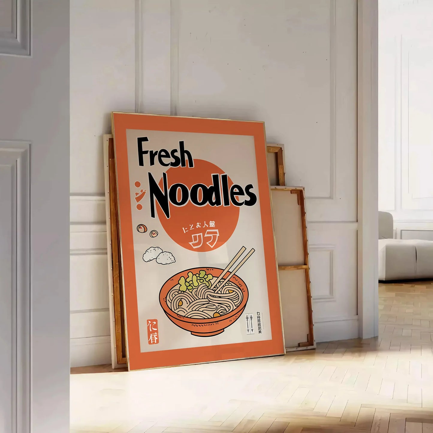 space stunning ramen kitchen poster striking black brown palette wall art artwork unique gift food lovers enthusiasts convenience