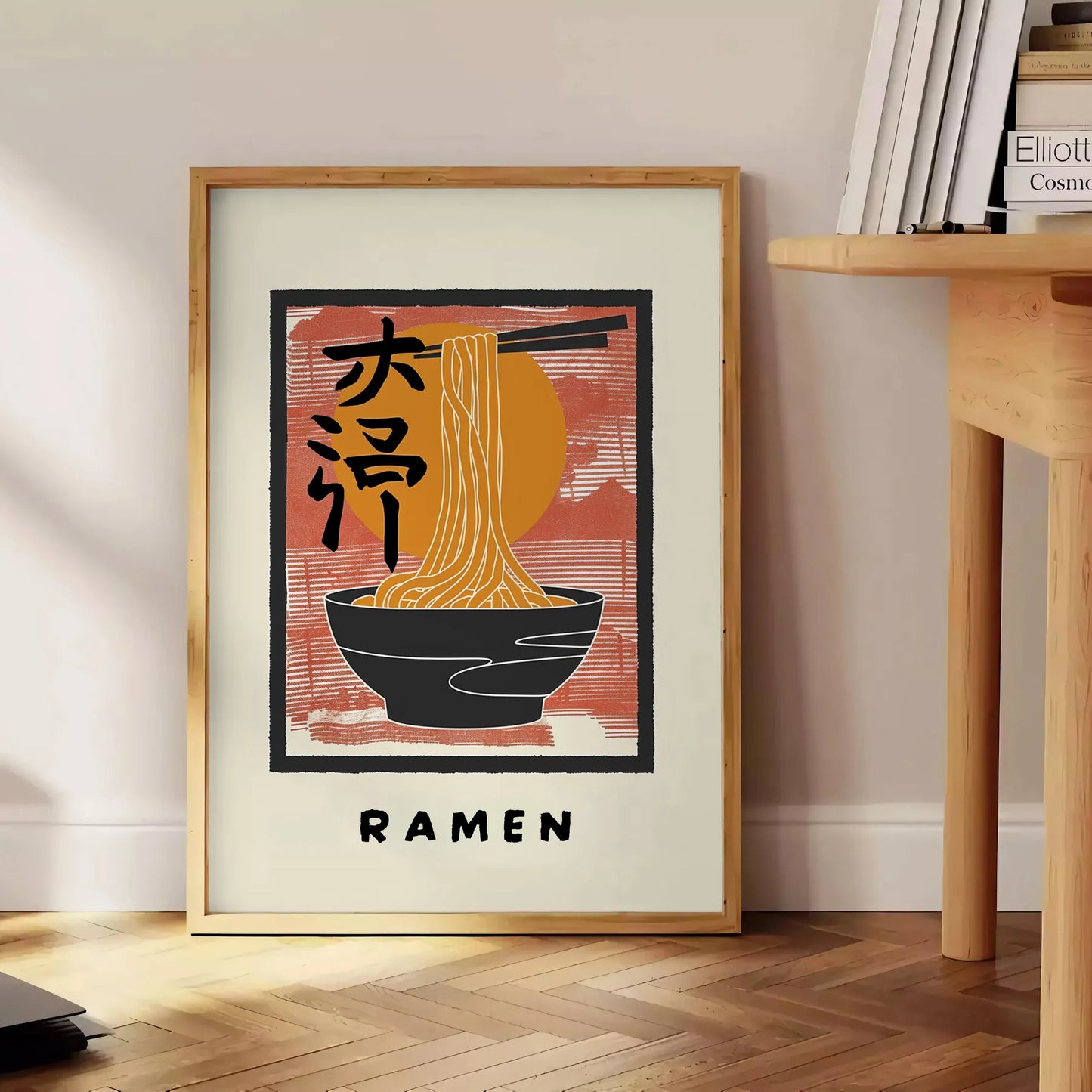 space ramen kitchen poster bold black vibrant orange wall art eye print touch culinary flair room gift food lovers décor