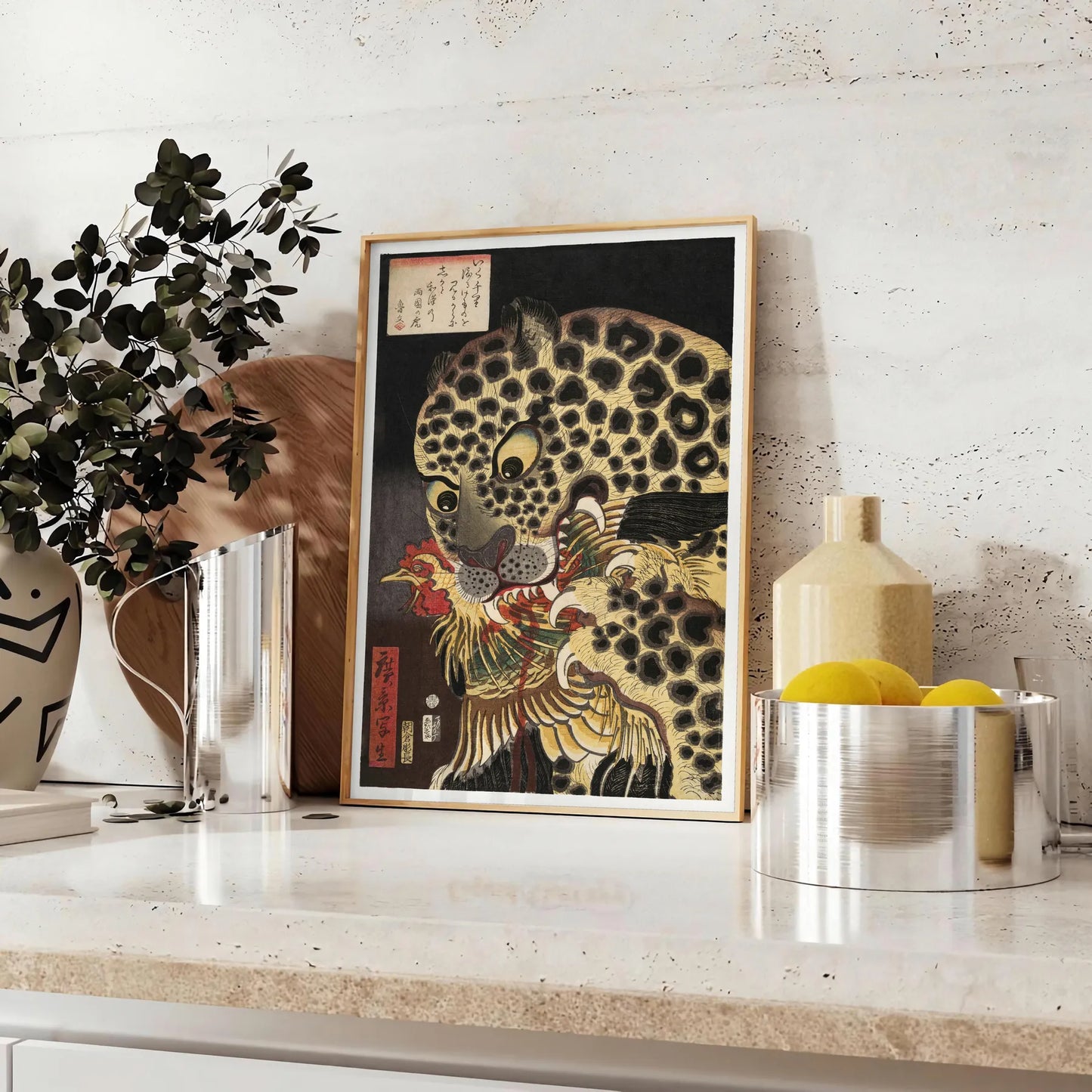 captivating vintage Japanese poster vibrant green orange hues exquisite wall art unique charm space perfect gift lovers decor timeless artwork unframed options available